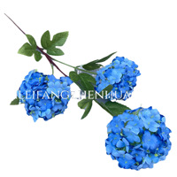 Bunga Hydrangea Salju Tiga Kepala, Ornamen Dekoratif Kayu Cina, Dekorasi Pernikahan dan Hotel, Bunga Buatan
