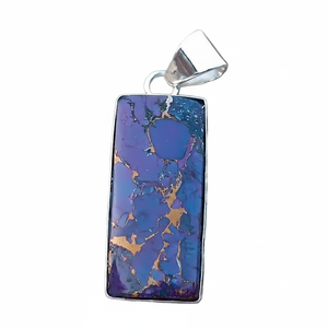 Pendentif femme naturel violet cuivre Turquoise pierre précieuse décembre pierre de naissance mariage bijoux faits à la main pendentif en argent Sterling 925 - Product Image 1