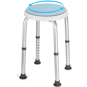 <b>Adjustable</b> <b>Height</b> Aluminum Alloy Shower <b>Stool</b> With Rotating Seat For Bathroom Safety Equipment - Product Image 1