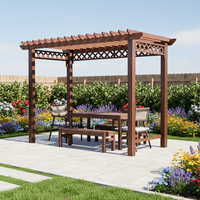 Pergola Bioclimatique Circulaire Noire 2,5m avec Écran en Bois et Éclairage LED pour Balcon Extérieur, Facile à Assembler