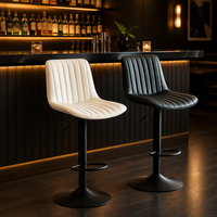 Tabouret de bar moderne rembourré pivotant à 360° avec siège en cuir PU et base en métal pour bar à domicile
