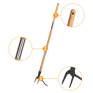 Sarchiatrice a 4 artigli con testa in acciaio e manico lungo: rimuovi facilmente le erbacce senza piegarsi, tirare o inginocchiarsi - Product Image 6