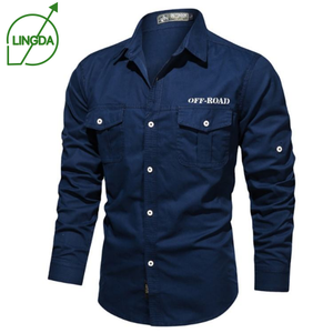 Camisa de <span class=keywords><strong>Hombre</strong></span> para Primavera, Talla Grande, Holgada, de Algodón Transpirable, de Alta Calidad, para Uso Diario Informal, de Color Sólido - Product Image 1