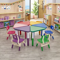 Ensemble de table et de chaise pour enfants, mobilier scolaire triangulaire moderne en alliage d'aluminium réglable, haute performance et prix abordable