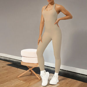 Body Deportivo de Mujer con Cuello Redondo Acanalado, Mono con Espalda Descubierta, Pantalones Ajustados con Efecto Push-Up, Tirantes Cruzados para Yoga, Elástico en Cuatro Direcciones - Product Image 3