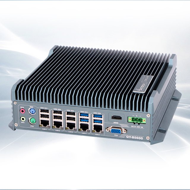 Fanless Industrial Mini PC with 5*Gigabit Network Ports 8*RS232 Serial Ports DDR4 SSD Designed for Industrial Automation