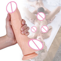 Gode multi-couleurs pour femmes, jouet sexuel de haute qualité, doux, grand gode réaliste de 10 pouces avec ventouse