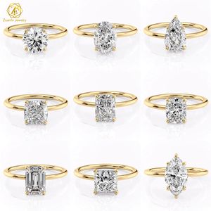 Bagues en diamant de laboratoire certifiées IGI GIA personnalisées CVD HPHT 1CT 2CT 3CT 4CT, or massif 14K 18K, bagues de fiançailles et de mariage pour femmes - Product Image 1