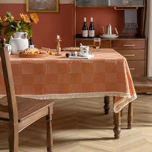 Summer Anne's Retro American Western Dining Table Grid Decoration Picnic Table Cloth