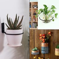 Anneau support mural pour Pot de fleurs 6 pouces, 2 pièces, support métallique pour fleurs, crochets pour jardinière, support de rangement pour Pot de fleurs noir