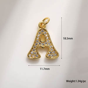 Jinyuan Punk Tarzı 18 Ayar Gerçek Altın Sanatsal Yazı Tipi Kolye Zirkon Harfli Kolye DIY Takı Bakır Aksesuarlar - Product Image 4