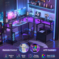 Bureau d'angle moderne et portable en forme de L avec tiroir de rangement, support d'écran complet et design peu encombrant pour ordinateurs de jeu