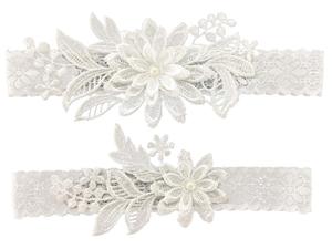 2 Pièces Jarretières de Mariée Sexy en <span class=keywords><strong>Dentelle</strong></span>, Ceinture de Jarretière Cousue à la Main avec Faux Perles, Ensemble de Jarretières <span class=keywords><strong>pour</strong></span> Mariée - Product Image 5