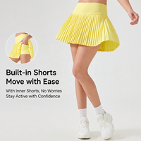 Rok Tenis Wanita Pinggang Tinggi Lipit dengan Celana Pendek Terpadu, Kantong, Kontrol Perut, Cepat Kering, Bernapas, Elastis, Skort Golf Atletik