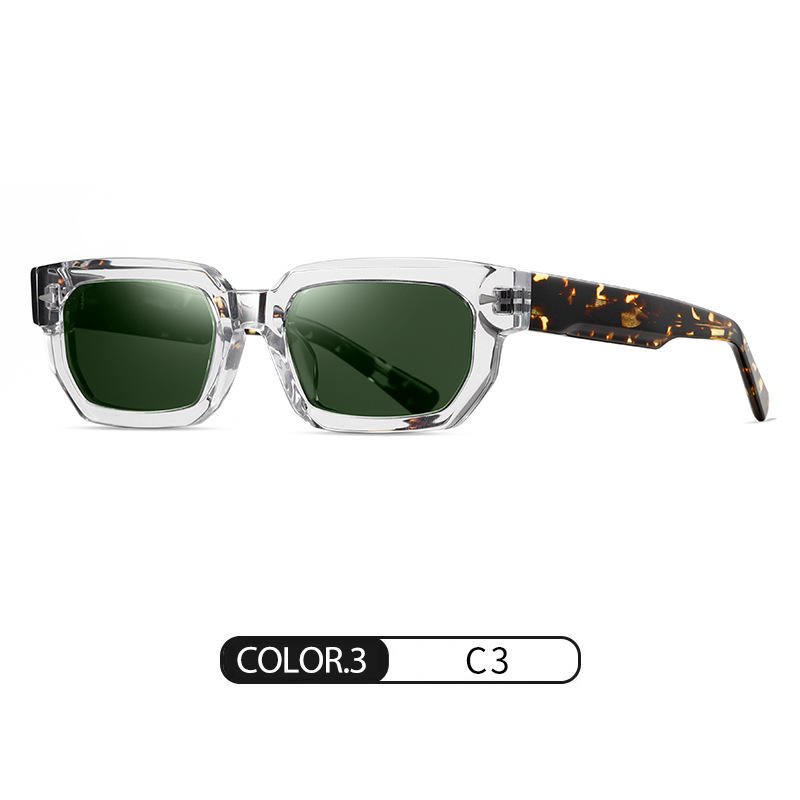 Transparent frame with green lenses