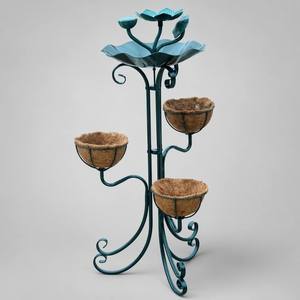 <span class=keywords><strong>Support</strong></span> à plantes en métal vert antique à 3 niveaux avec doublure en fibre de coco, <span class=keywords><strong>jardinière</strong></span> verticale décorative en forme de feuille pour la décoration de <span class=keywords><strong>balcon</strong></span> et de patio - Product Image 1