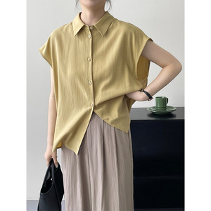 <span class=keywords><strong>Camicia</strong></span> monopetto di marca di fascia alta da donna semplici camicie larghe senza maniche a tracolla - Product Image 5