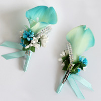 Großhandel PU Calla Lily Handgelenk Corsage Blume Künstliche Hochzeit Brautjungfer Zubehör für Weihnachten & Halloween Stoff Material