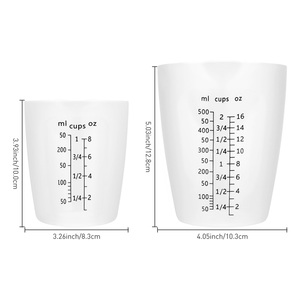 Tùy chỉnh 100ml 250ml 500ml cấp thực phẩm Silicone đo ly rõ ràng đo lường quy mô nhà bếp bình để nướng - Product Image 5