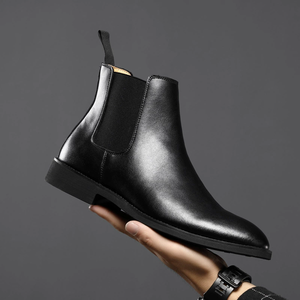 Bottes Chelsea Classiques pour Hommes en Cuir Véritable Marron avec Semelle en Caoutchouc et Détails en <span class=keywords><strong>Daim</strong></span> – Chaussures Habillées de <span class=keywords><strong>Luxe</strong></span> pour Hommes - Product Image 6