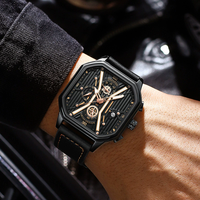 Nouvelle montre à quartz carrée en cuir imperméable pour homme - Montre-bracelet sportive et décontractée pour homme