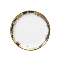 Ensemble de vaisselle en céramique blanche nordique de luxe avec larges bordures dorées, assiettes à steak en porcelaine et vaisselle pour Noël et les mariages