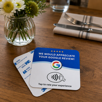 Carte de menu intelligente sans contact en PVC avec puce NTAG213, mini-étiquette 13,56 MHz pour menu de table de restaurant, autocollant pour assiette