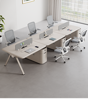 Bureau de direction laqué moderne et simple, combinaison de bureaux multi-personnes avec coins de table ronds