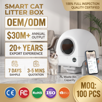 Bac à litière pour chat intelligent, automatique, écologique, design ABS, fonction désodorisante, nettoyage facile, autonettoyant, rond, grande capacité