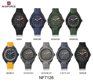 NAVIFORCE 7126 <span class=keywords><strong>Montre</strong></span> Homme à Quartz Analogique au Design Tendance Étanche avec Bracelet en TPU, Style Décontracté Sportif, Cadeau Idéal - Product Image 6