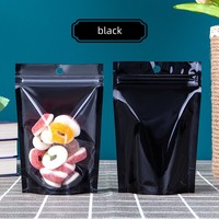 Sachets Mylar personnalisés brillants à fermeture éclair, transparents à l'avant, anti-odeur, pour emballage alimentaire, noix et snacks, refermables