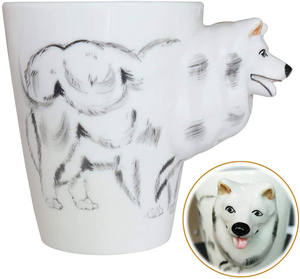 Tasse de petit-déjeuner peinte à la main en céramique 3D Canine Coffee Novelty Milk Cute Famous Dog - Product Image 6