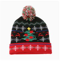 Cappello Natalizio in Maglia Acrilica con Luci LED, Cappello di Babbo Natale Luminoso per Adulti e Bambini