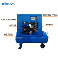 Compresseur d'air à vis miniature mobile professionnel MIKOVS 4 kW 5,5 ch, type industriel 2 en 1, avec roues pour la peinture
