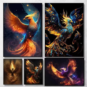 Stile Vintage fantasia oro Phoenix Poster <span class=keywords><strong>di</strong></span> arte animale uccello <span class=keywords><strong>di</strong></span> lusso soggiorno casa decorazione pittura a olio Art Deco Design - Product Image 5