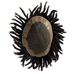 Prótesis capilar India para <span class=keywords><strong>hombre</strong></span> 7x9 8x10 <span class=keywords><strong>corto</strong></span> afro dreadlock mono base tupé con polietileno transparente - Product Image 6