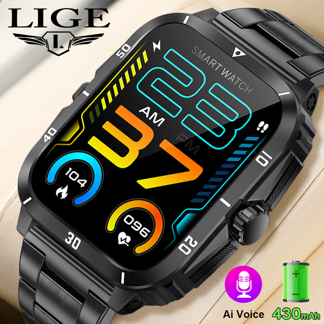 LIGE0696 Men's Smart Watches Multi Functional Wireless Call Waterproof Step Counting Voice Assistant Sports Smart Watch for Men