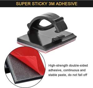 Clips de câble auto-adhésifs noirs <span class=keywords><strong>3M</strong></span> Organisateur de cordon Support de fil Gestion de la pince Sticky Desk Car Dash Cam Tables Made Nylon - Product Image 3