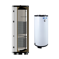 Pompe à chaleur air-eau WOK avec réservoir solaire à panneaux plats et réservoir tampon à serpentin pour ECS 50L/100L/500L pour usage domestique