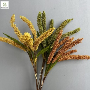 Vente en gros de tiges de millet artificielles jaunes et vertes de haute qualité, 53 cm, pour la décoration d'automne 2026, décoration d'intérieur - Product Image 1