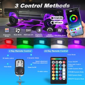 Ventas calientes 12Pods RGBW LED Rock Lights Kit con APP/RF Remote, Multicolor Underglow Lights Carcasa de aluminio impermeable 12V - Product Image 4