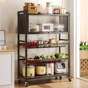 Étagère <span class=keywords><strong>de</strong></span> <span class=keywords><strong>rangement</strong></span> multi-niveaux pour fruits et légumes, du sol au plafond, avec roulettes, anti-poussière et anti-rouille, armoire utilitaire - Product Image 1