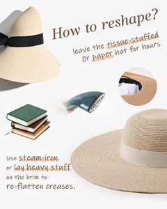 Phụ Nữ Quá Khổ Lớn Rộng Rộng Brim Có Thể Gập Lại Mềm Rơm <span class=keywords><strong>Hat</strong></span> Cho Mùa Hè Ngày Lễ Giản Dị Ngoài Trời Du Lịch Nhân Vật Phong Cách Giấy - Product Image 3