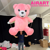 Marionnette ours en peluche rose pour la décoration des centres commerciaux et des parcs d'attractions, costume d'ours de dessin animé ambulant pour les défilés