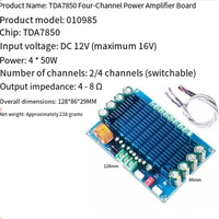 Amplificateur de puissance automobile 12V à quatre canaux 4 * 50W TDA7850 pour montage sur voiture