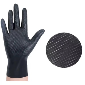 Gants extra épais à motif diamant, texture intégrale, élastiques, respirants, noirs, antidérapants et résistants à l'huile - Product Image 2