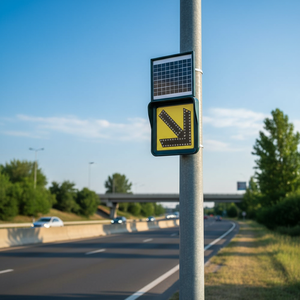 Señal de Tráfico Reflectante LED de 40 x 40 cm con Energía Solar, Señal de Advertencia y Precaución 'Gire a la Derecha' - Product Image 3