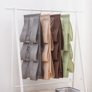 <b>Hanging</b> Closet Organizer 5 Tier Gray Fabric With Clear Window For Bedroom Storage Hook Type Multifunctional Neatening Bag - Product Image 3