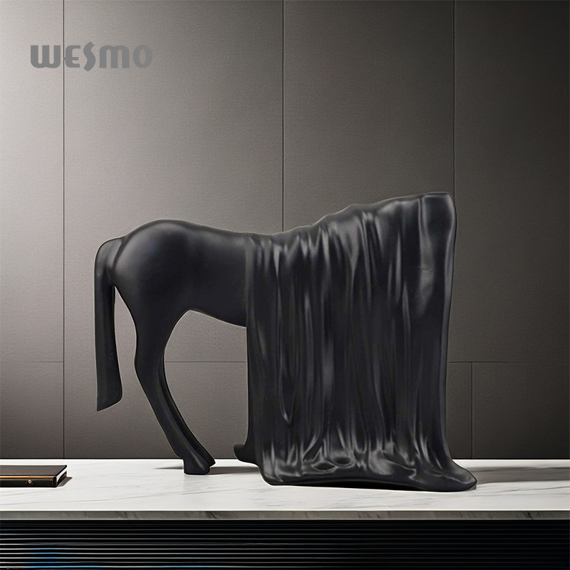 Modern Interior Home Decor Office Desktop Decoration Abstract Black Horse Resin Crafts Sculpture