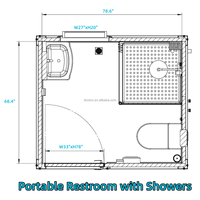 Unité de salle de bain mobile préfabriquée certifiée ISO, moderne, écologique, durable, portable, douche et toilettes combinées, pour camping en plein air, école